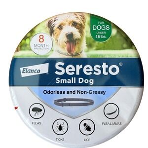 Seresto Small Dog Flea and Tick Collar 8 Month Protection Up to 18 lbs Elanco